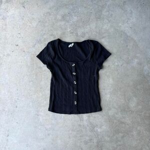 Mudd Jeans Button Top Womens size M y2k Black